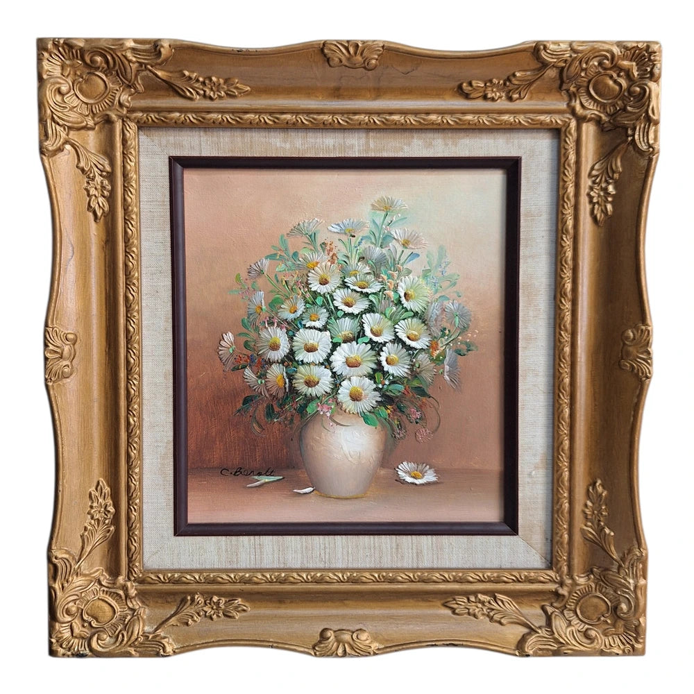 Tablou Natură Statică cu Flori Semnat C. Benolt – 39x34 cm
