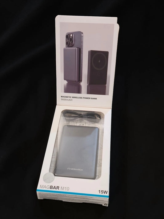 Monarch MagBar M10 – Baterie Externă Magnetică 9600mAh, Încărcare Wireless 15W