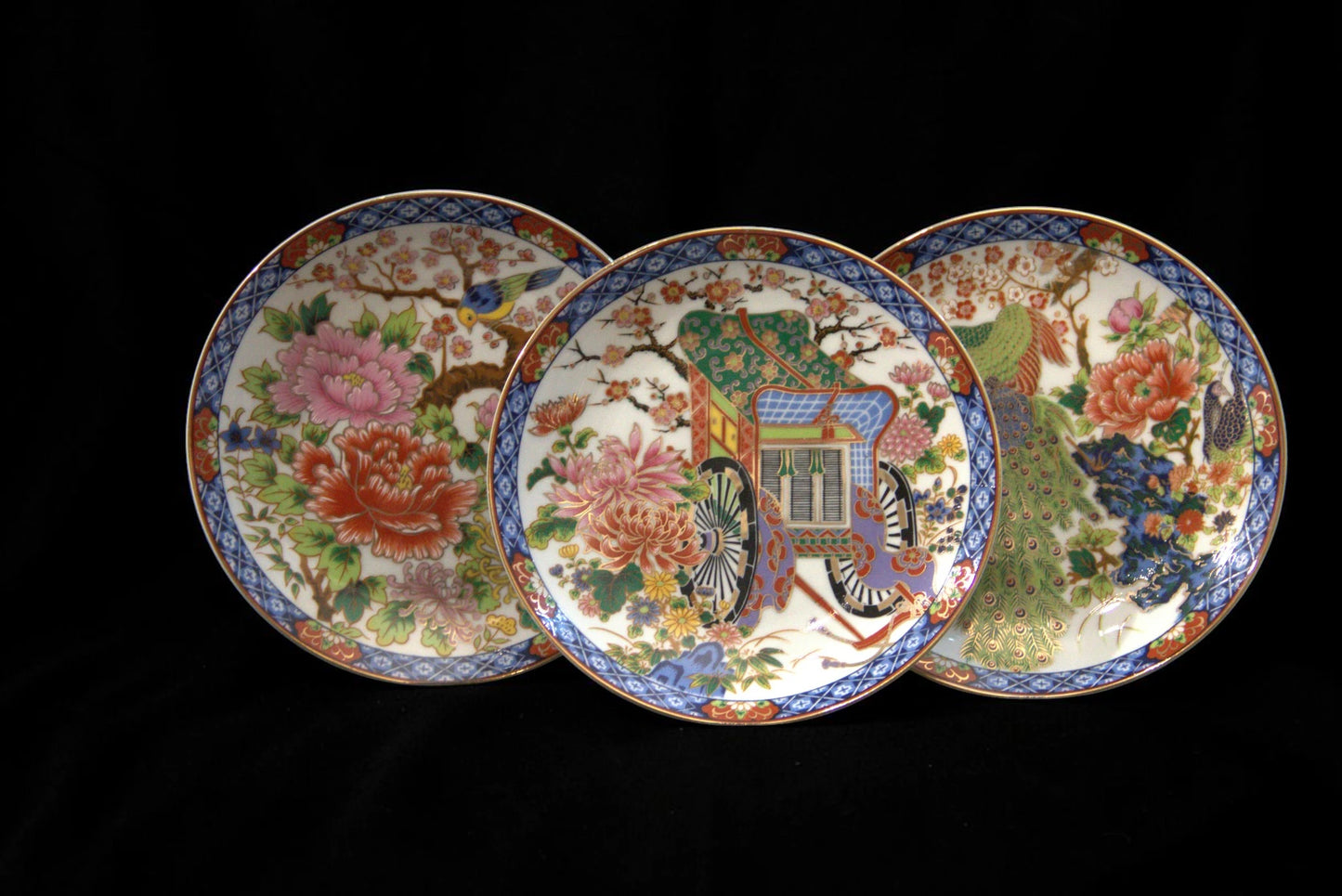 Set 3 Farfurii Decorative Japoneze din Porțelan Imari