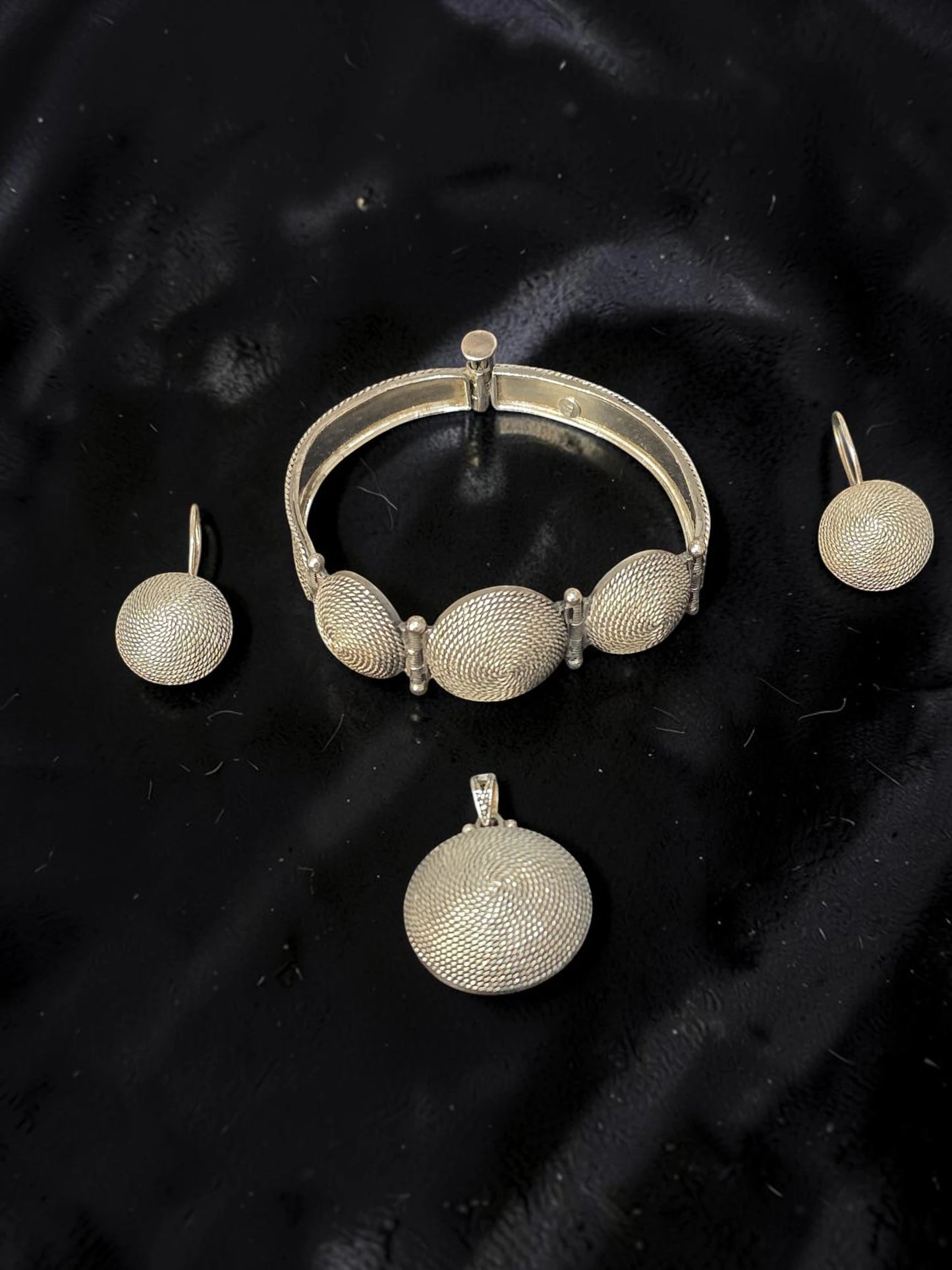 Set Vintage Argint 925 – Brățară, Cercei & Pandantiv – 35.7g