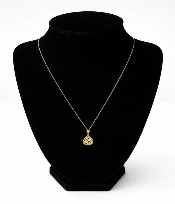 Colier Aur 14K cu Pandantiv Picătură și Pietre Colorate – 2,20g