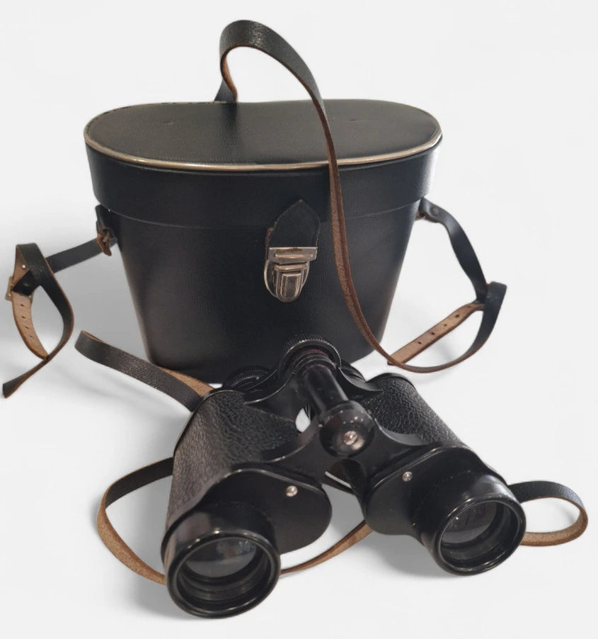 Binoclu vintage „Hunter” cu husă originală din piele