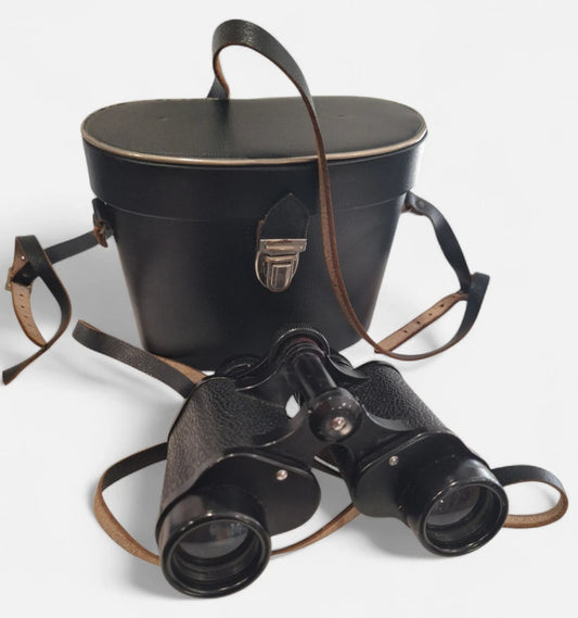 Binoclu vintage „Hunter” cu husă originală din piele