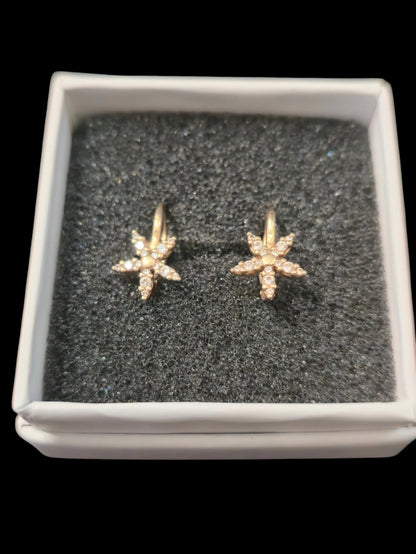 Cercei din Aur 14K în Formă de Stea cu Zirconii – 2.25g