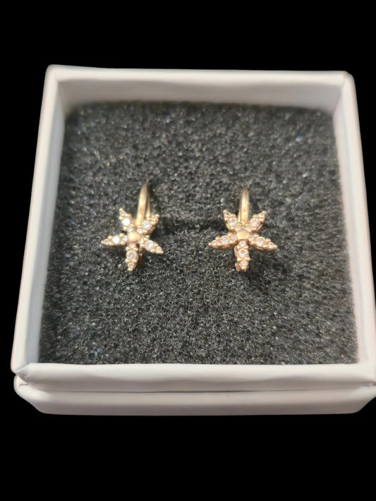 Cercei din Aur 14K în Formă de Stea cu Zirconii – 2.25g