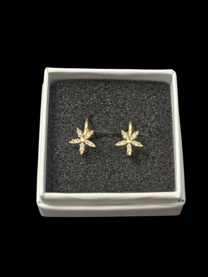 Cercei din Aur 14K în Formă de Stea cu Zirconii – 2.25g