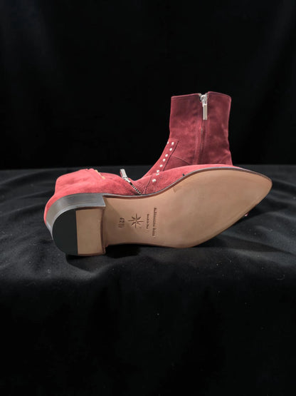 Ghete Chelsea Alessandro Vasini din Piele Întoarsă Bordo cu Franjuri – Mărimea 42.5