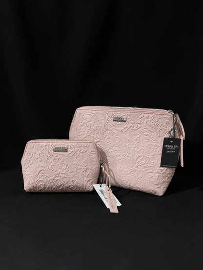Set Osprey London "The Francesca" din Piele Naturală Embosată – Blush Pink, 2 Piese – Nou cu Etichete