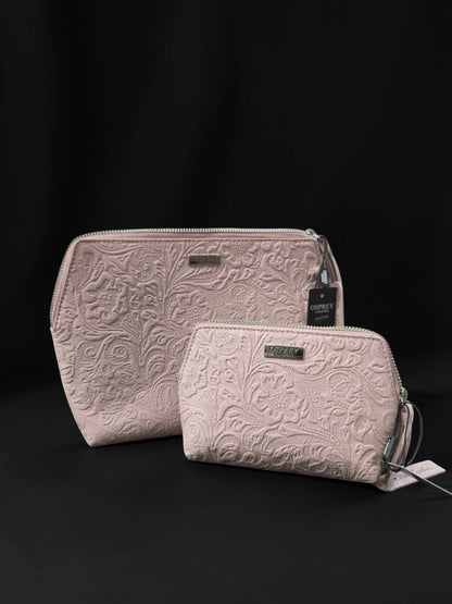 Set Osprey London "The Francesca" din Piele Naturală Embosată – Blush Pink, 2 Piese – Nou cu Etichete
