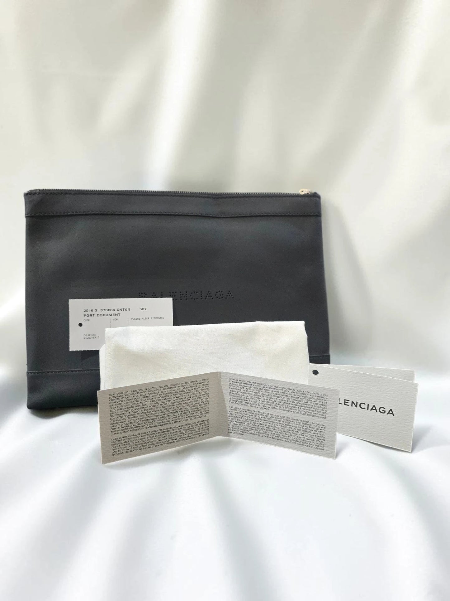 Balenciaga Navy Clip M Clutch / Port Documente din Piele – Negru – Made in Italy