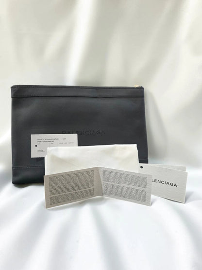 Balenciaga Navy Clip M Clutch / Port Documente din Piele – Negru – Made in Italy