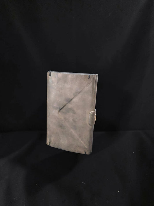 Portcard Elvețian din Metal și Piele Naturală – Compartimente Tip Acordeon, Vintage