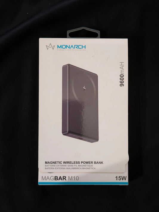 Monarch MagBar M10 – Baterie Externă Magnetică 9600mAh, Încărcare Wireless 15W