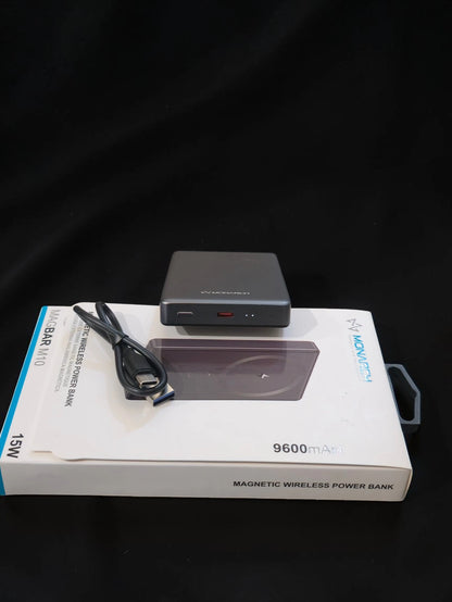 Monarch MagBar M10 – Baterie Externă Magnetică 9600mAh, Încărcare Wireless 15W