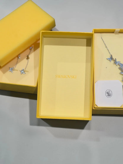 Set Swarovski Colier și Cercei cu Fluturi – Cristale – Cutii Originale