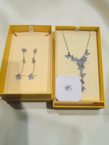 Set Swarovski Colier și Cercei cu Fluturi – Cristale – Cutii Originale