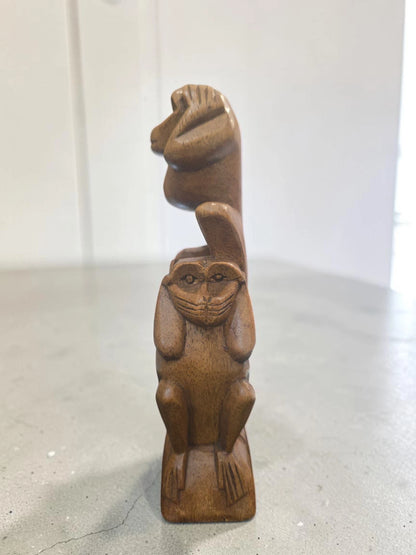 Figurină din Lemn Sculptată Manual – Cele Trei Maimuțe Înțelepte