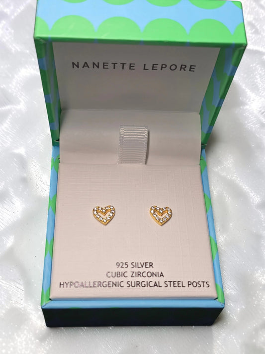 Cercei inimioara argint 925 zirconiu Nanette Lepore placati cu aur