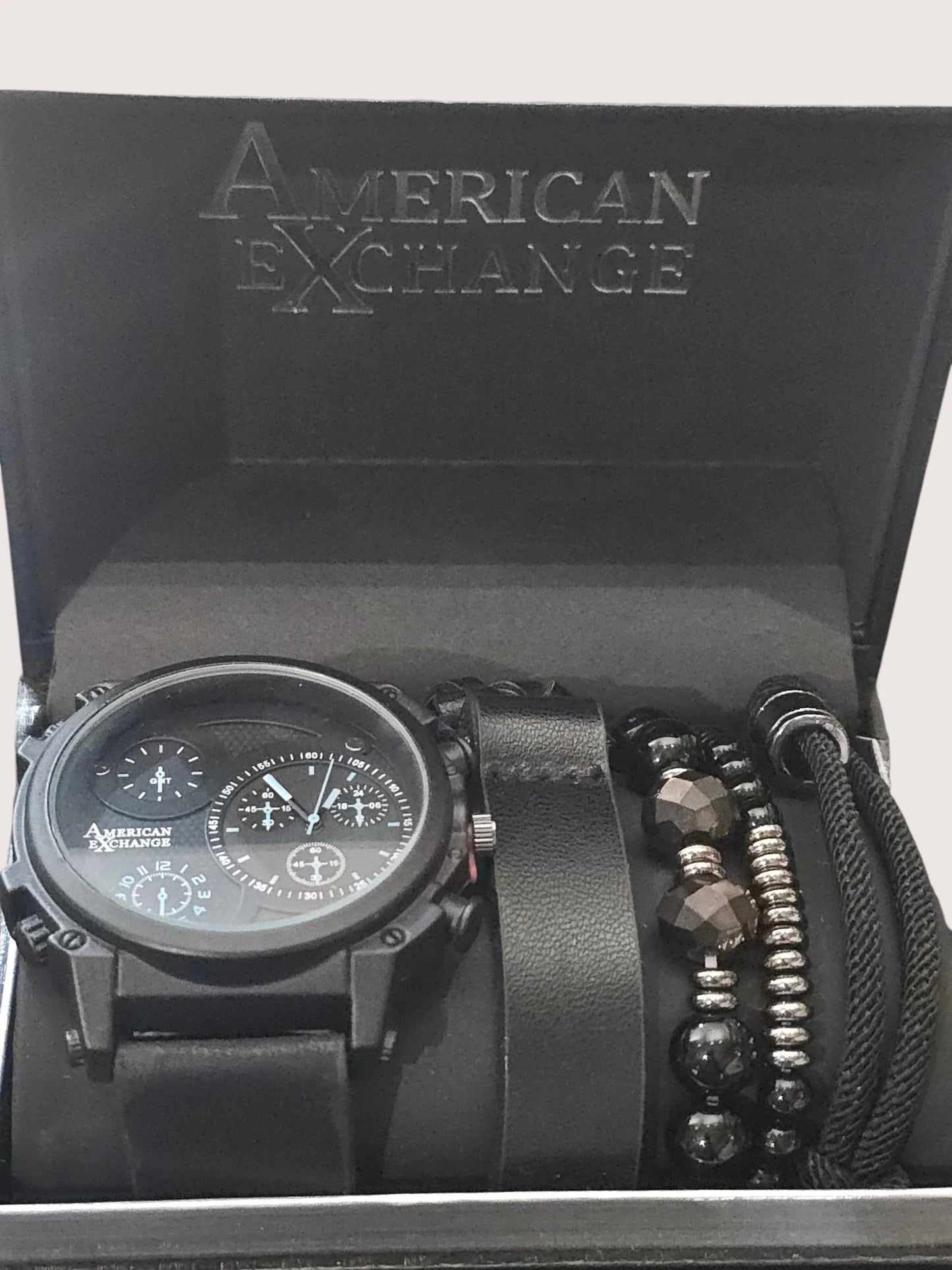 Set Cadou American Exchange Ceas Bărbați cu Brățări Black Edition