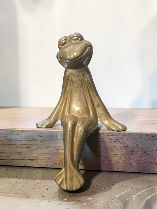 Figurină Broască din Alamă Vintage 15cm