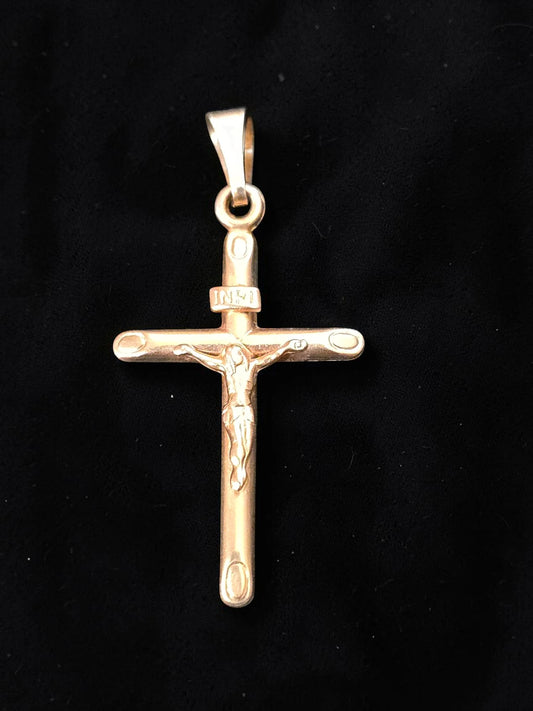 Pandantiv Cruce Aur Roz 14K – 1.2g