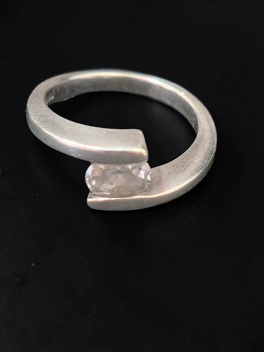 Inel din Argint 925 cu Zirconiu Transparent – Mărimea 54 (14) – Design Modern