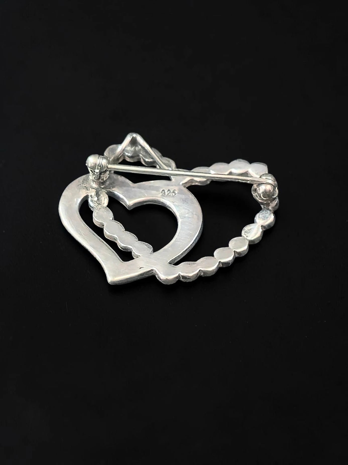 Broșă / Pandantiv din Argint 925 în Formă de Inimi cu Marcasite – 3 cm