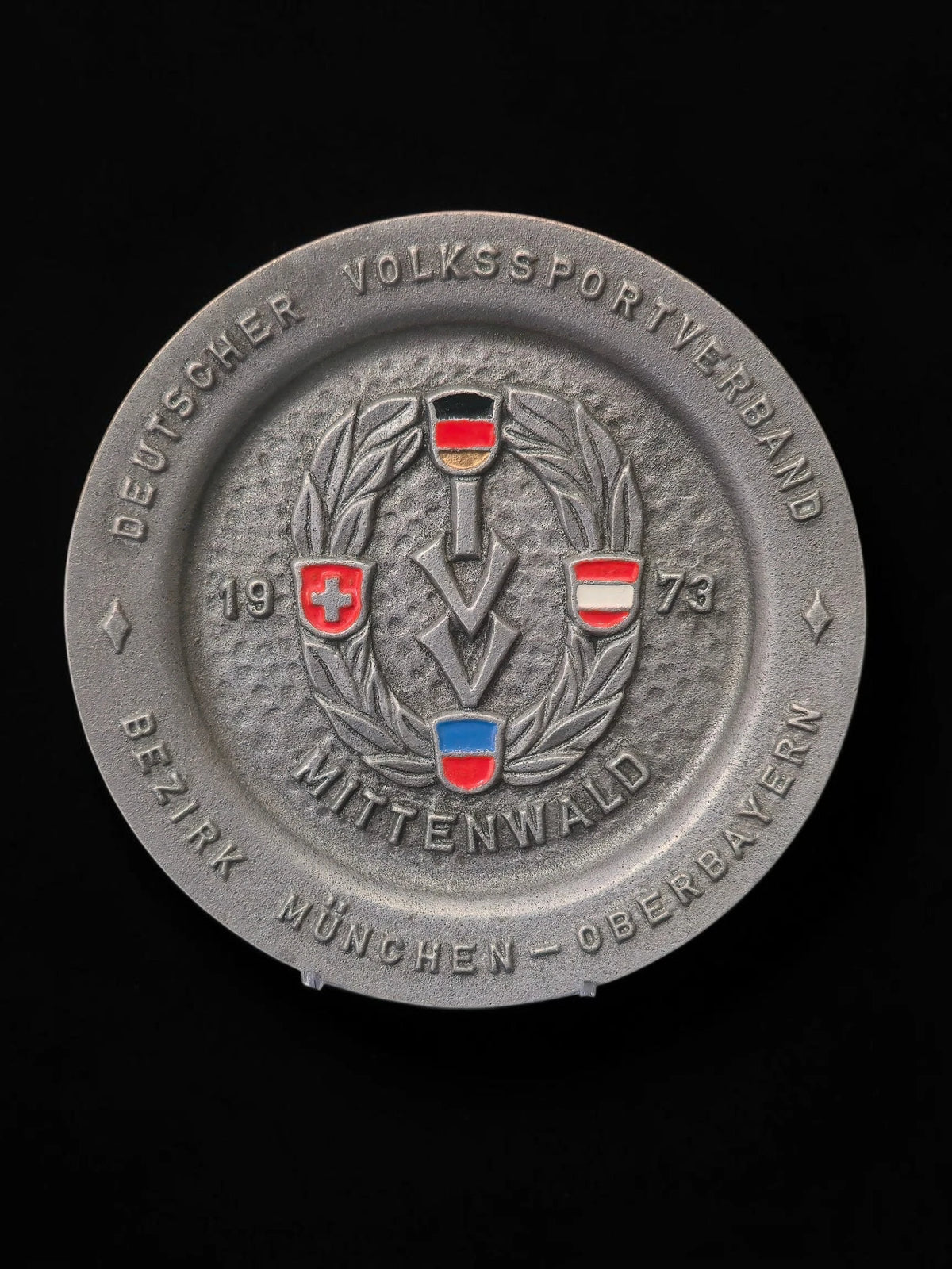 Plachetă-Medalion Vintage DVV Volksmarch – Mittenwald, Germania, 1973