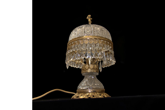 Lampă Vintage din Cristal și Metal Auriu