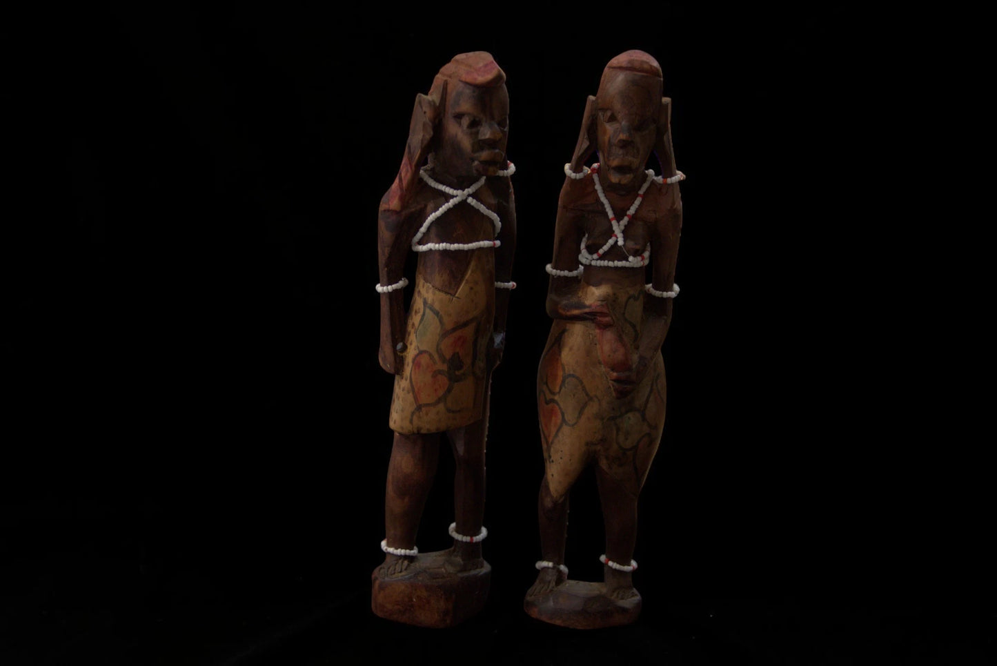 Pereche Sculpturi Tribale Africane din Lemn