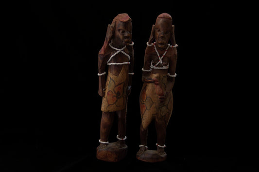 Pereche Sculpturi Tribale Africane din Lemn