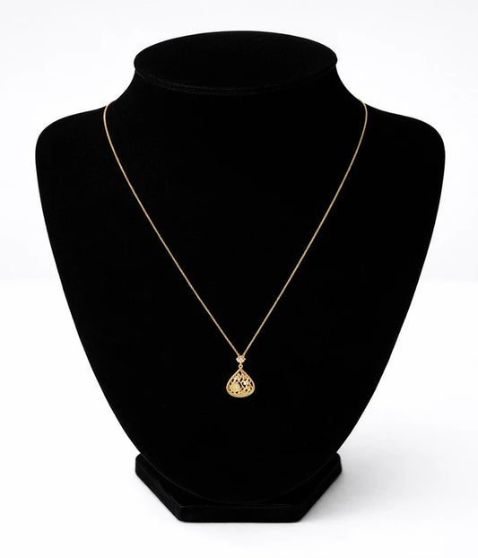 Colier Aur 14K cu Pandantiv Picătură și Pietre Colorate – 2,20g