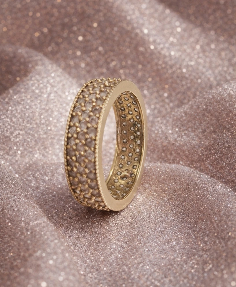 Inel Aur 18K Tip Verighetă cu Pietre – 3,5g - imagine 2