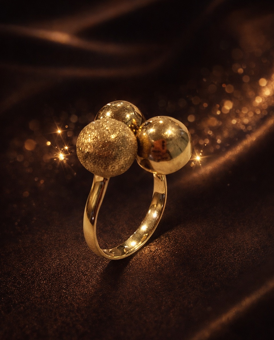 Inel Aur 14K Model Modern cu Sfere – 4,94g - imagine 3