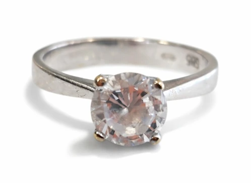 Inel Aur Alb 14K cu Piatră Tip Solitaire – 3g - imagine 2