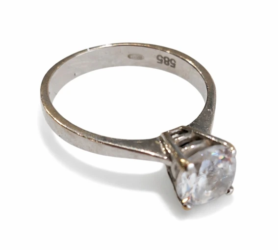 inel aur alb 14k solitaire piatra 3g amanet focsani