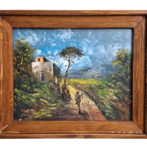 tablou peisaj rustic drum casa pictura inramata 61x51cm amanet focsani