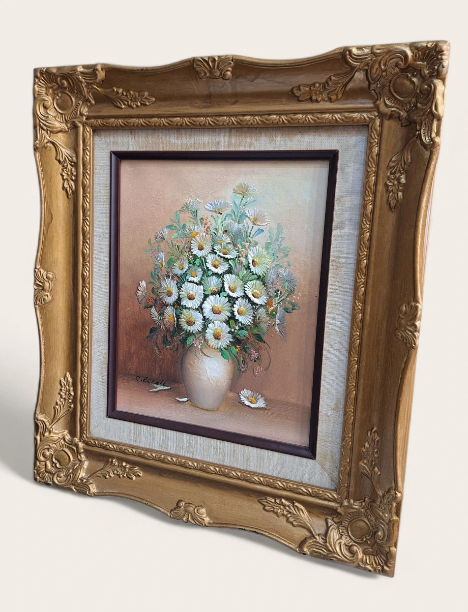 Tablou Natură Statică cu Flori Semnat C. Benolt – 39x34 cm - imagine 2