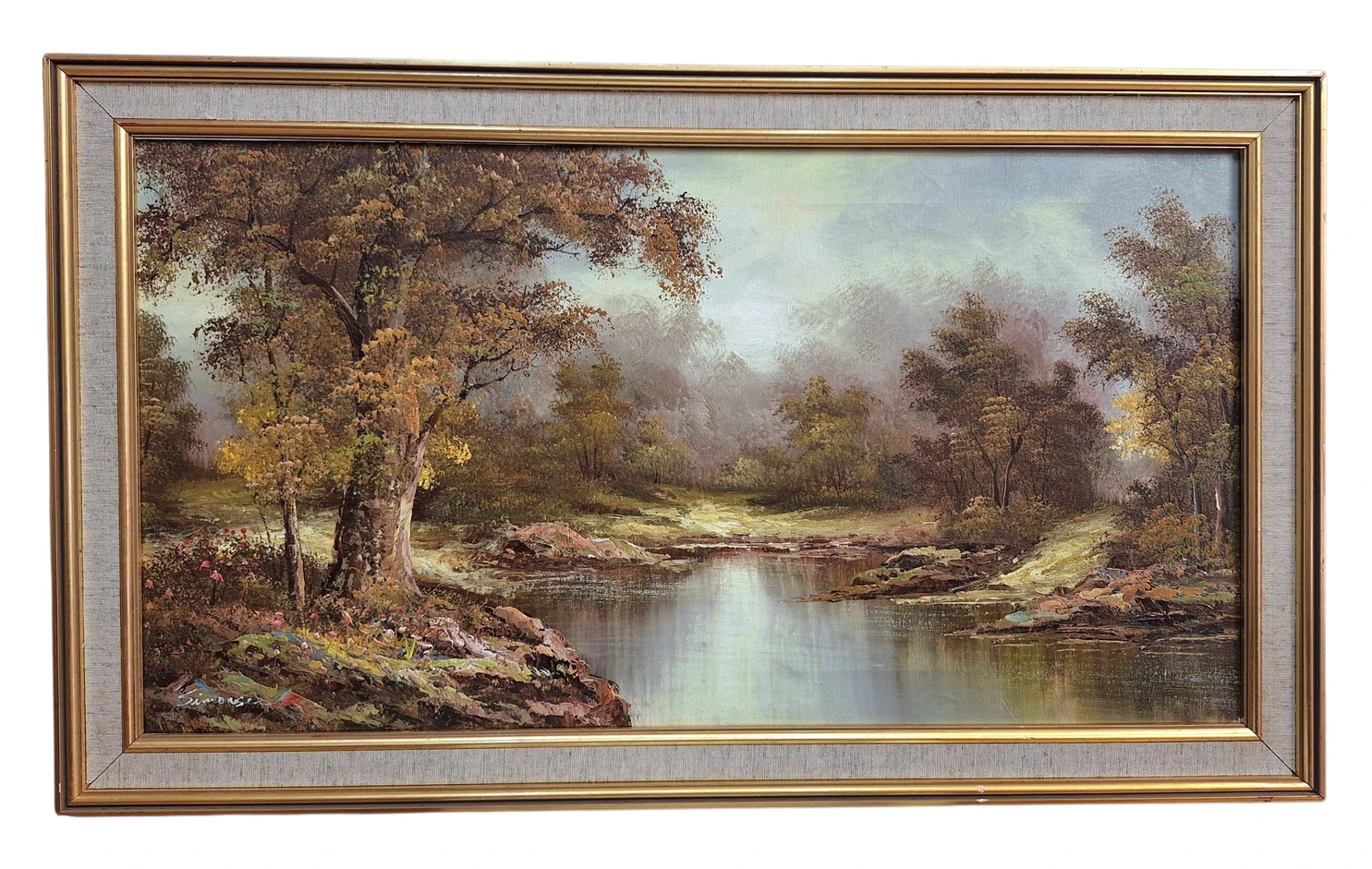 tablou peisaj pictura semnat simonsen 85x50cm amanet focsani