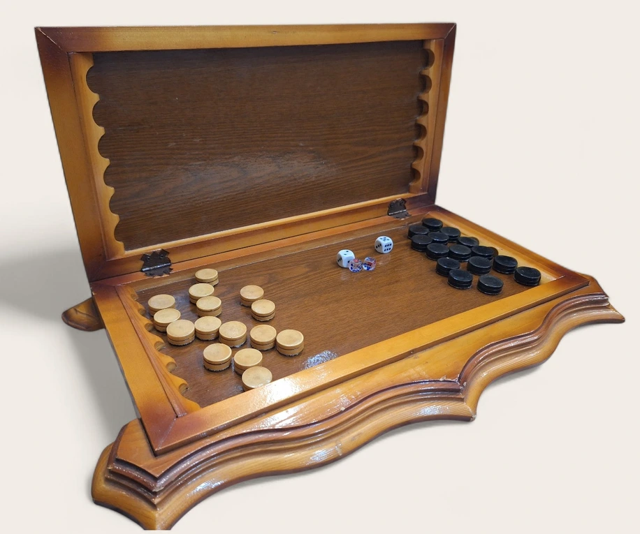 joc table lemn set complet cutie eleganta piese zaruri amanet focsani