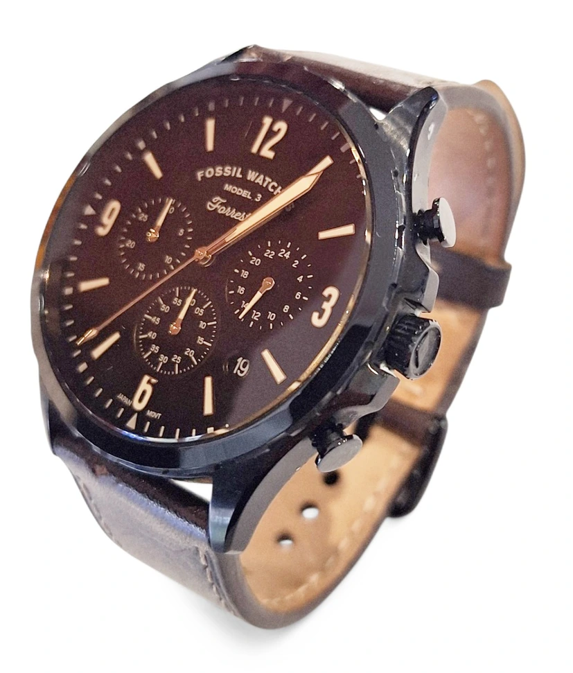 Ceas Fossil Model 3 Forrest Chronograph – Design Clasic cu Curea din Piele - imagine 4