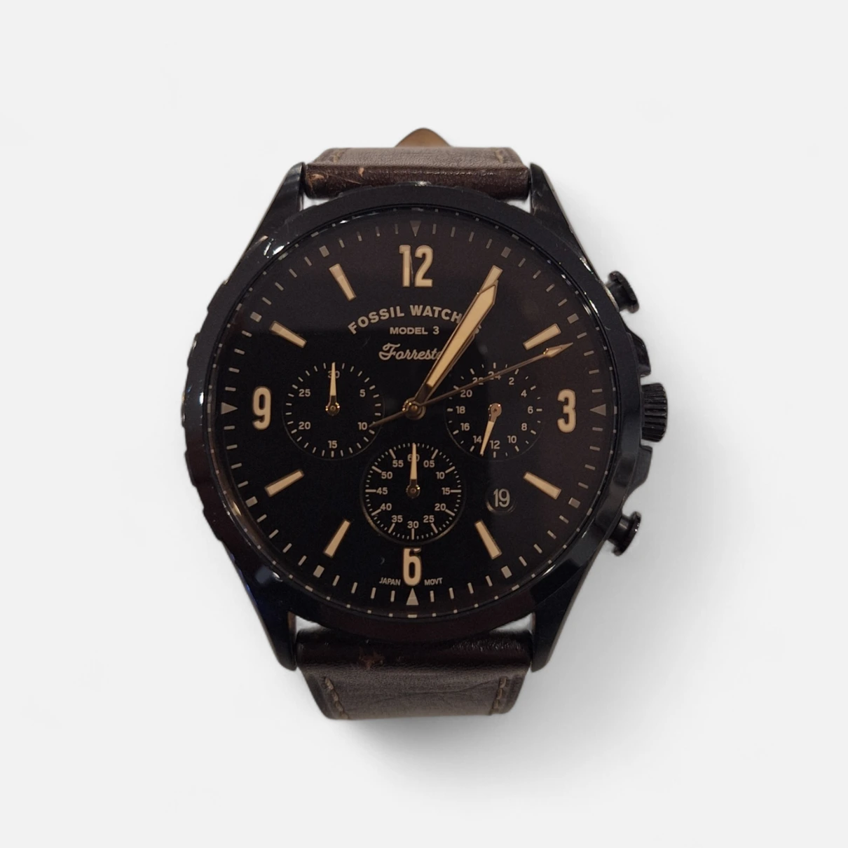 ceas fossil forrest chronograph barbati curea piele negru amanet focsani