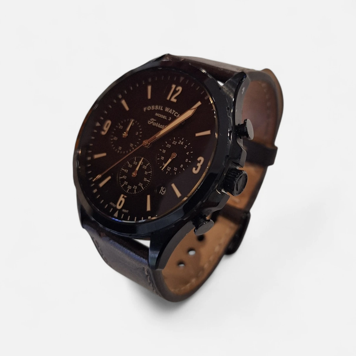 Ceas Fossil Model 3 Forrest Chronograph – Design Clasic cu Curea din Piele - imagine 2