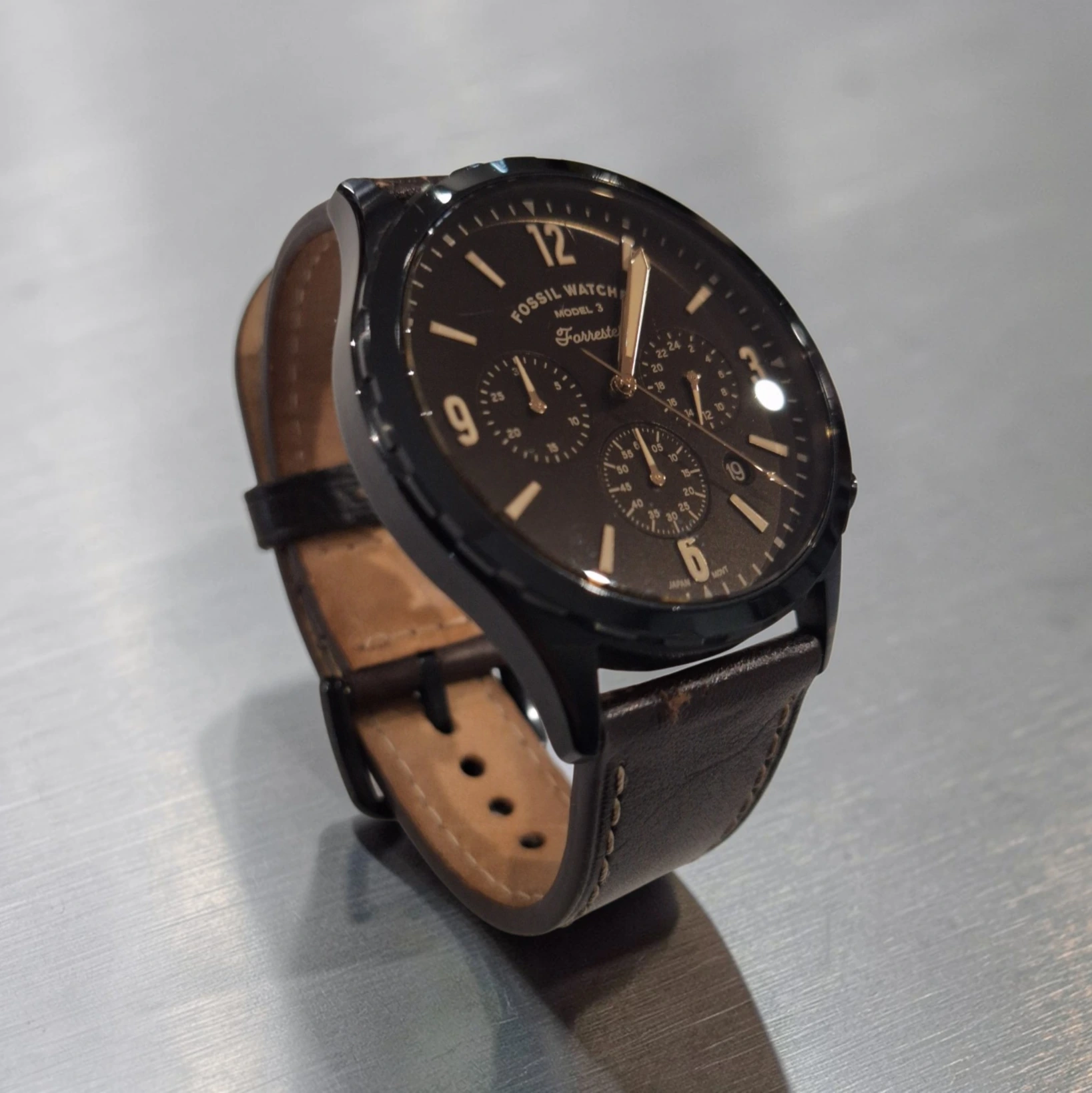 Ceas Fossil Model 3 Forrest Chronograph – Design Clasic cu Curea din Piele - imagine 5