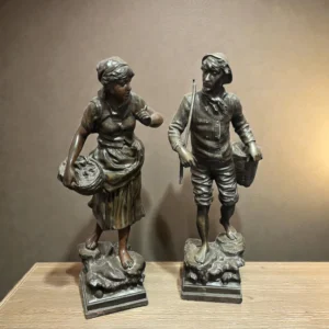 statuete rousseau bronz 45cm cuplu rustic decor mare focsani