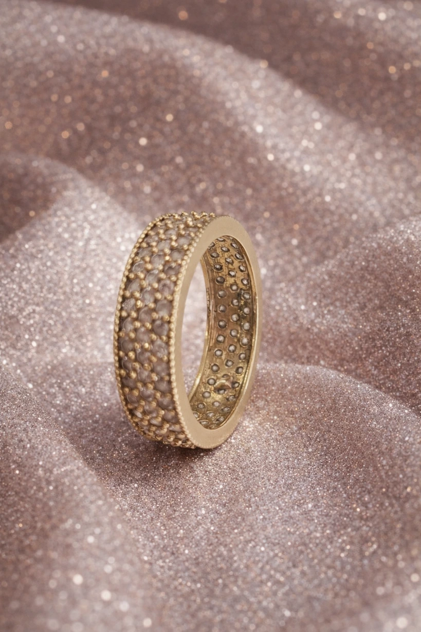 Inel Aur 18K Tip Verighetă cu Pietre – 3,5g - imagine 4