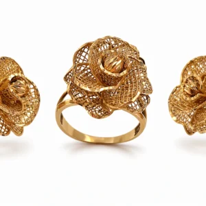 set bijuterii aur 14k floral inel cercei amanet focsani