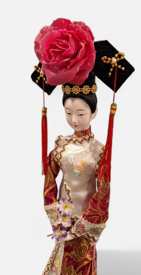 Statuetă decorativă chinezească – figură feminină tradițională, 40 cm - imagine 3