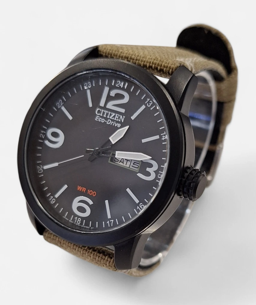 Ceas Citizen Eco-Drive WR100 – Day-Date, curea textilă - imagine 4