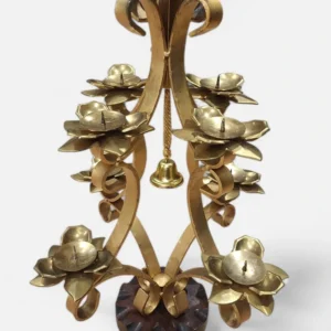 suport lumanari vintage metal japonia bronz clopotel decor 50cm